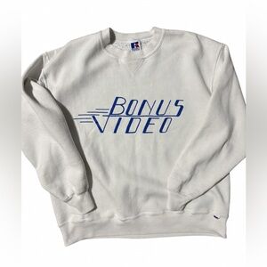 Vintage 90s Russell Athletic "Bonus Video" Graphic Sweatshirt